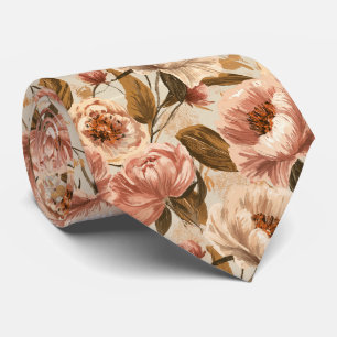 Peonies Print Businessman Greenery Wedding Tie