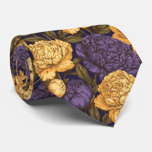 Peonies Print Husband Summer Wedding Tie