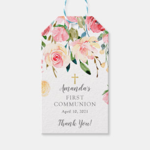 Peonies Rose Floral First Communion Favour Gift Ta Tags