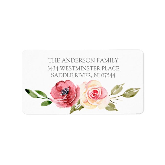 Peonies Rose Floral New Address Label (Front)