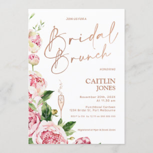 Peonies Rose Gold Bridal Brunch Brunch Shower Invitation