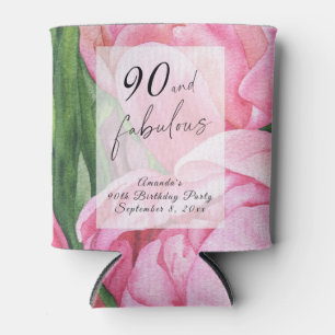 Peonies Roses 90th Birthday Party Can Cooler