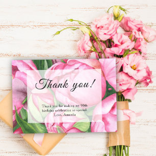 Peonies Roses 90th Birthday Party Thank You Card