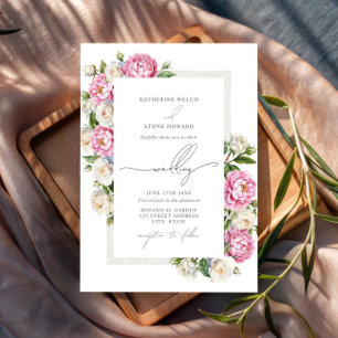 Peonies & Roses Floral Elegant Garden Wedding Invitation