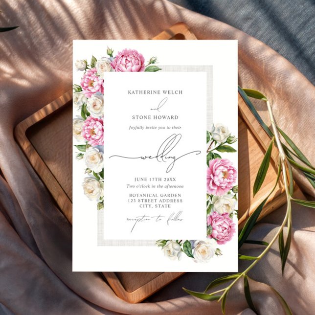 Peonies & Roses Floral Elegant Garden Wedding Invitation (Creator Uploaded)