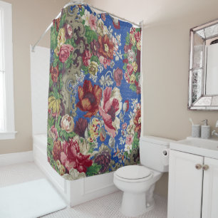 Peonies & roses,Vintage Baroque Floral Patterns Shower Curtain