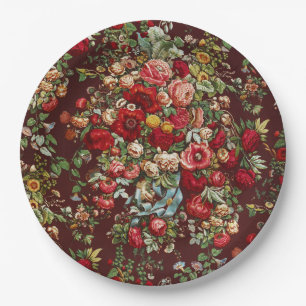Peonies & Roses,Vintage Chintz Floral Pattern Paper Plate