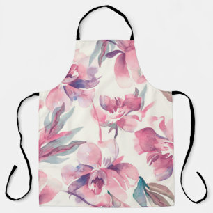 Peonies Seamless Pattern. Watercolor Background.  Apron