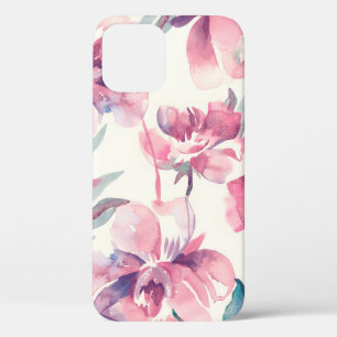 Peonies Seamless Pattern. Watercolor Background. iPhone 12 Case