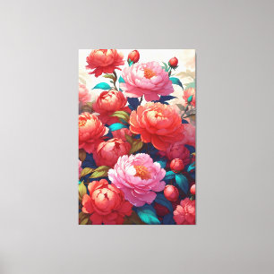 Peonies Stretched Canvas Print