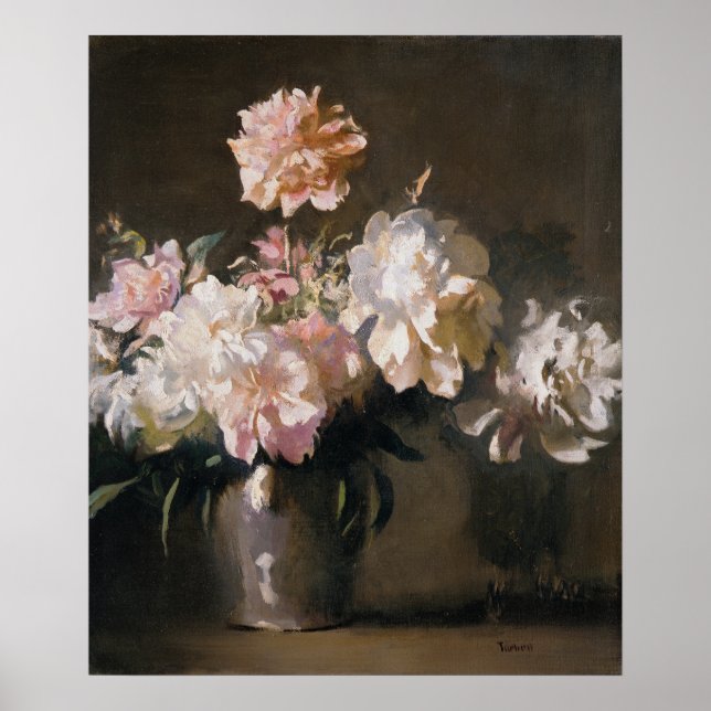 Peonies. Vintage oil painting  Poster (Front)