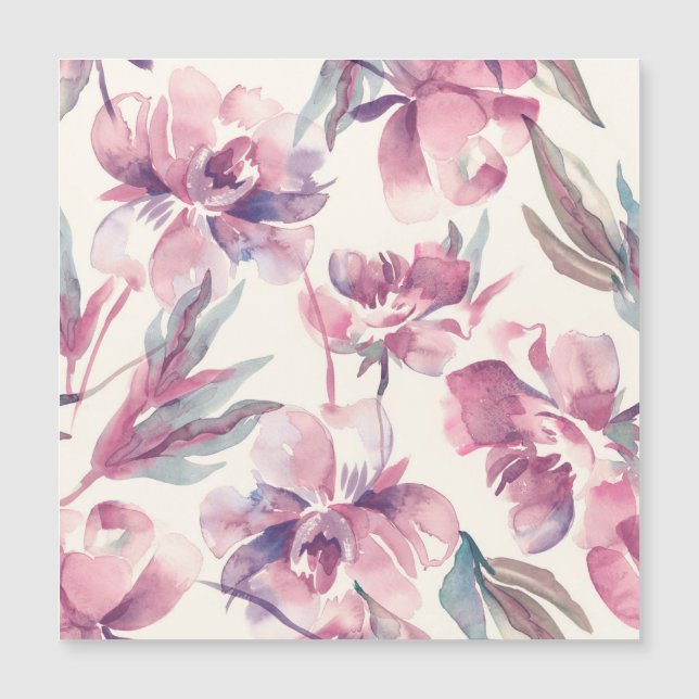 Peonies watercolor: seamless floral background. (Front)