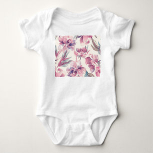 Peonies watercolor: seamless floral background. baby bodysuit