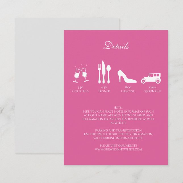 Peonies Wedding DETAILS Invitation (Front/Back)