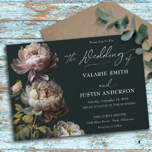 Peonies Wedding Moody Floral Invitation
