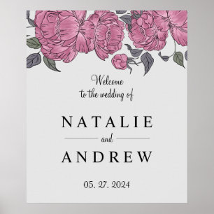 Peonies Wedding Welcome Sign