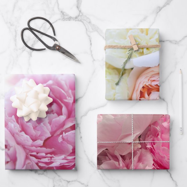 Peonies Wrapping Paper Sheet (Front)