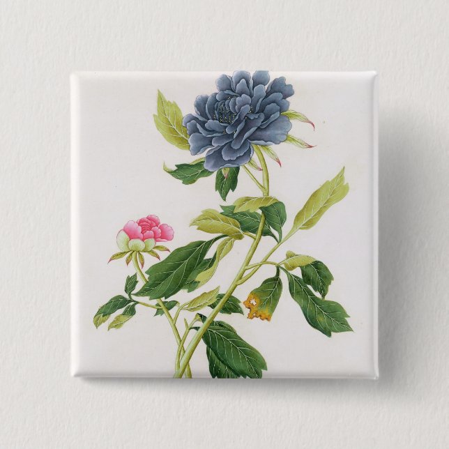 Peony 15 Cm Square Badge (Front)
