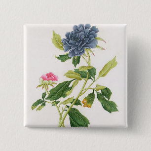 Peony 15 Cm Square Badge