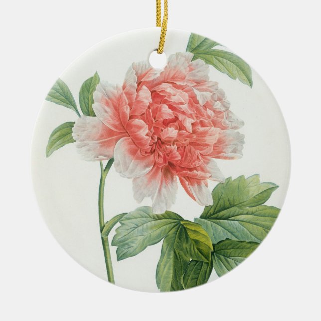 Peony, 1799 (colour stipple print) ceramic tree decoration (Front)