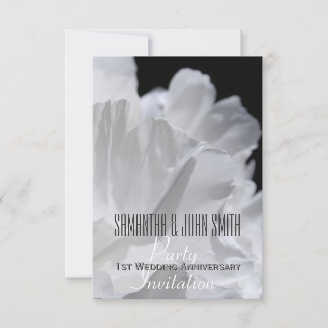 Peony 1st Wedding Anniversary Party Invitation 2 (Front)