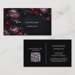  Peony 3D Flowers Dark Moody Black Business Card