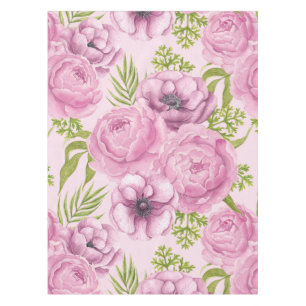 Peony and anemone flowers watercolor tablecloth