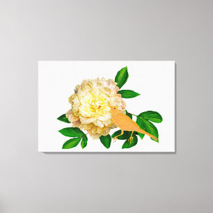 Peony and Bird Canvas Print