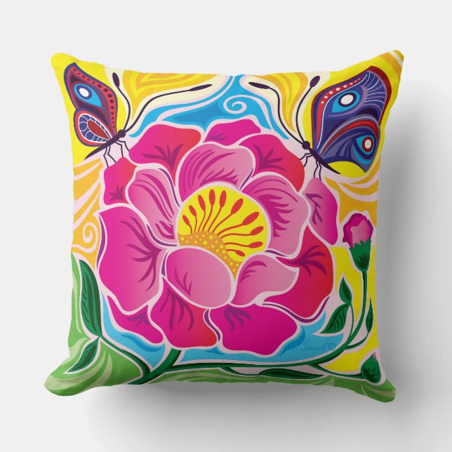 Peony and Butterflies Cushion (Front)