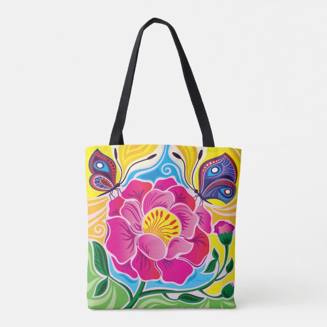 Peony and Butterflies Tote Bag (Back)