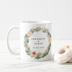 Peony and Foliage Wedding Favour Coffee Mug