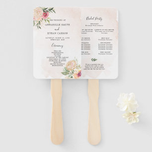 Peony and Gold Floral Ceremony Program Hand Fan