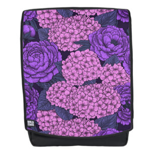 Peony and hydrangea in pink and violet backpack