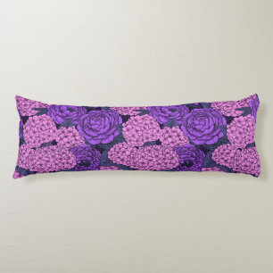 Peony and hydrangea in pink and violet body cushion