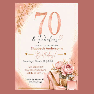Peony and Perfume Fabulous 70th Birthday Invitation