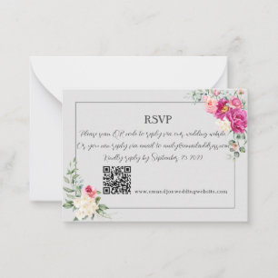 Peony and Rose Greenery QR Code RSV Card
