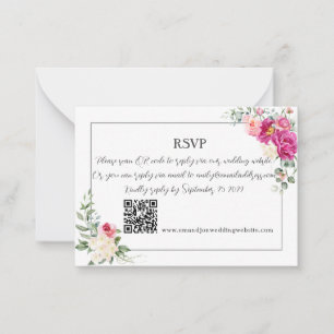 Peony and Rose Greenery  QR Code RSV Card