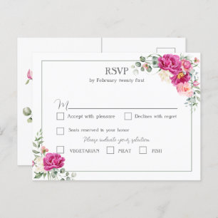 Peony and Rose Greenery RSVP Postcard