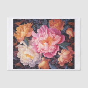 Peony Art for Decoupage  Tissue Paper