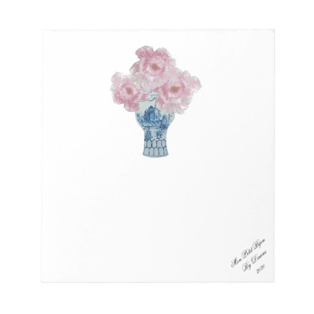 Peony Blue and White Ginger Jar Notepad (Front)