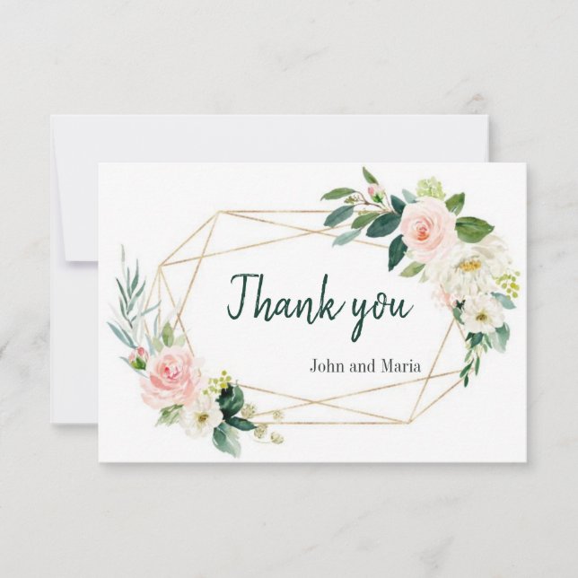 Peony Blush Floral Wedding Boho Thank You Card (Front)