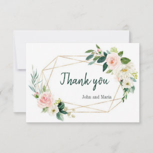 Peony Blush Floral Wedding Boho Thank You Card