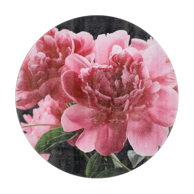 Peony Bouquet Closeup: Pink Red Cutting Board (Front)
