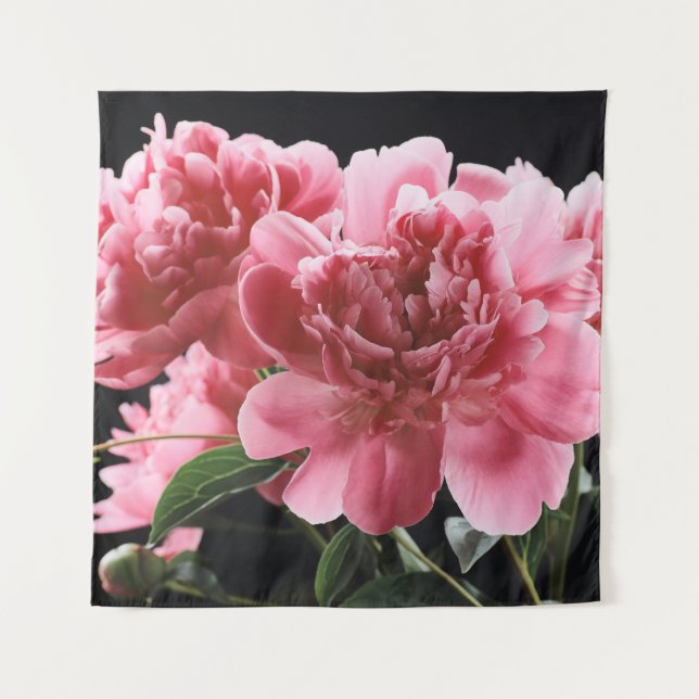 Peony Bouquet Closeup: Pink Red Tapestry (Front)