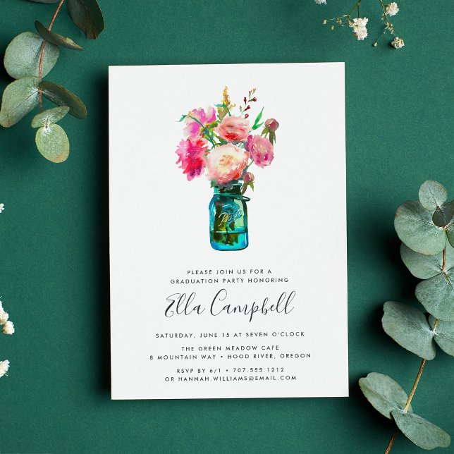 Peony Bouquet Graduation Party Invitation (Creator Uploaded)