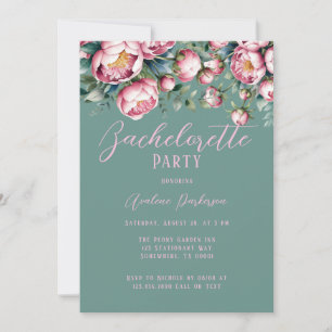 Peony Bouquet In Watercolor Bachelorette Party Invitation
