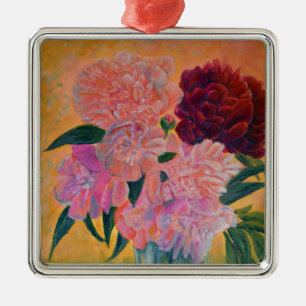 Peony bouquet - Peonies Painting  Metal Tree Decoration