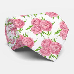 Peony bouquet watercolor pattern tie