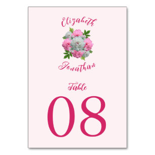 Peony Bouquet Wedding Table Number