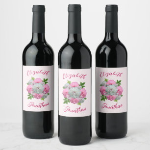 Peony Bouquet Wedding Wine Label